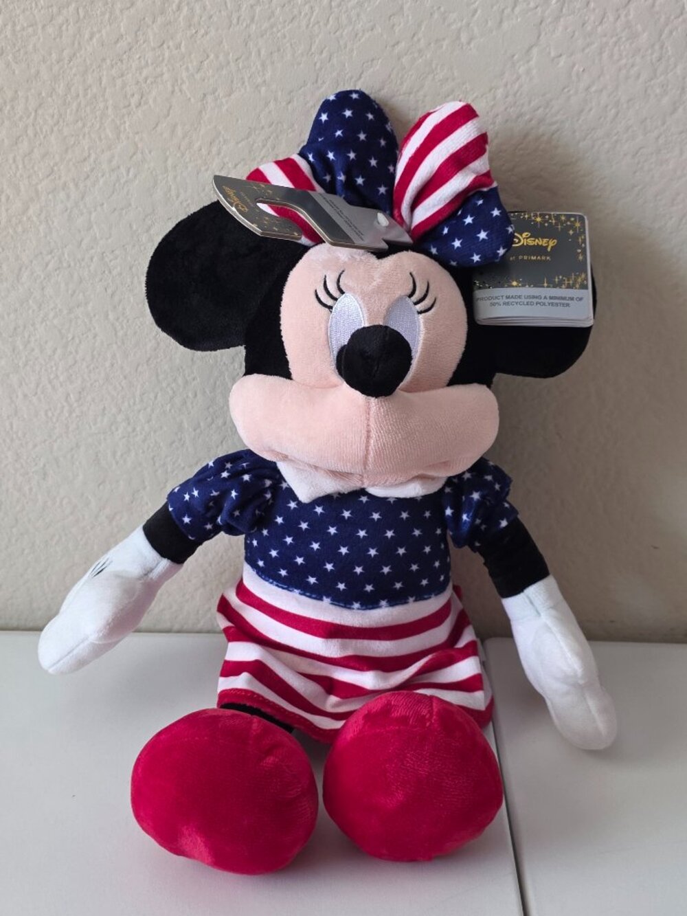 Disney X Primark Minnie Mouse 16" Light Up Plush Stuffie Stars Stripes NEW